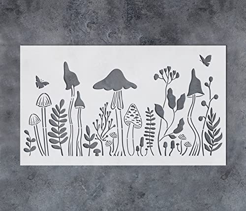 GSS Designs Blumenpilz-Schablonen zum Malen auf Holzmöbeln, Leinwand, Papier, Stoff, Karten, Basteln, 17,8 x 30,5 cm, Wildblumen-Schablonen für Kartenherstellung, wiederverwendbare Kunstschablonen von G GSS Designs