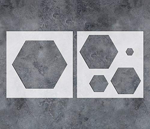 GSS Designs Hexagon einfache große Wandschablone zum Malen – geometrisches Muster Wabenschablone 30,5 x cm (2 Stück) Wandschablonen für Schlafzimmer Heimdekoration verschiedene Größen (Hexagon) von G GSS Designs