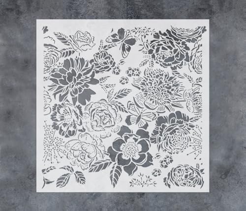 GSS Designs Pfingstrosen-Wandschablone, 30,5 x 30,5 cm, Blumenschablonen für Wand, Möbel, Pfingstrose, Allover-Blumenmuster, Schablonen für Heimdekoration GSS Designs Pfingstrosen-Wandschablone, 30,5 x 30,5 cm, Blumenschablonen für Wand, Möbel, Pfingstrose, Allover-Blumenmuster, Schablonen für Heimdekoration von G GSS Designs