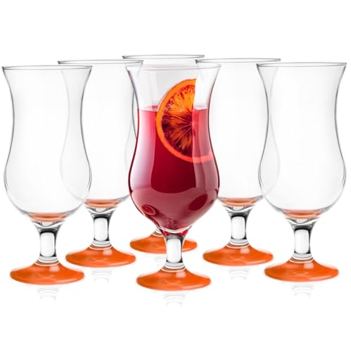 Glasmark Krosno Gläser Cocktailgläser Set Longdrink Cocktail Gin Bier Wasser Longdrinkgläser Cocktailgläser Trinkglas Wasserglas Glas Smoothie Dessert Spülmaschinenfest Orange 6 x 420ml von Glasmark KROSNO 1992
