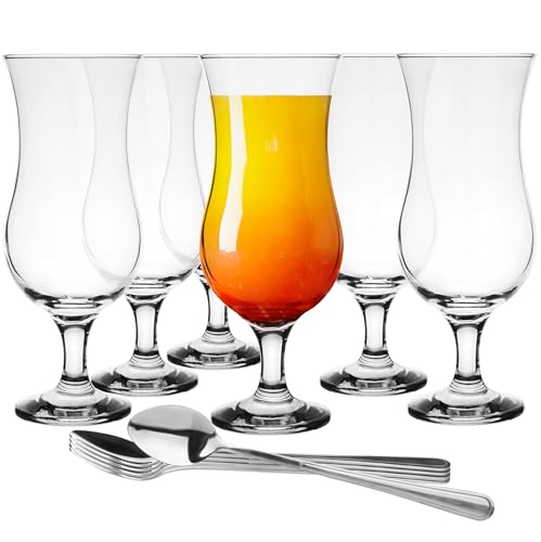 Glasmark KROSNO, 420ml, Set von 6, Glas für alkoholische Cocktails, Longdrinkgläser, Cocktailgläser, Trinkgläser, Partygläser, Perfekt für Zuhause, Restaurants, Teelöffel inklusive von Glasmark KROSNO 1992