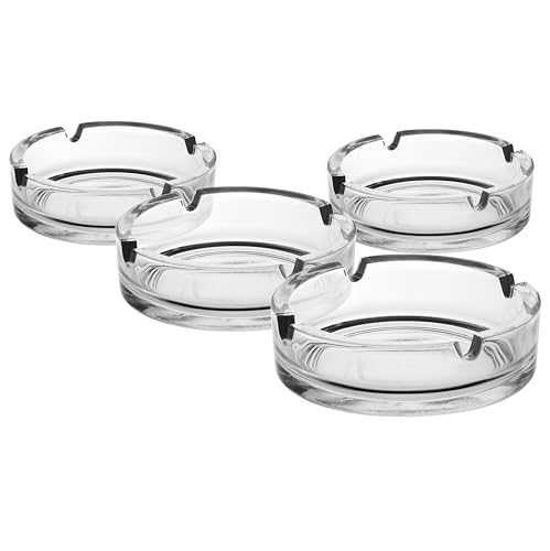 Glasmark KROSNO 1992 Aschenbecher Glatt 10 cm Durchmesser Glas Robust Spülmaschinenfest Hochglanz Transparent von Glasmark KROSNO 1992