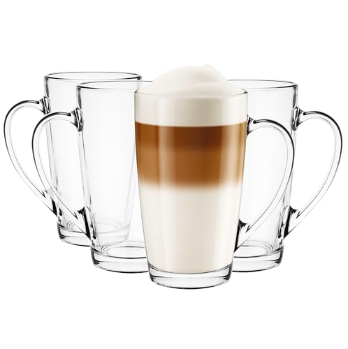 Glasmark KROSNO 1992 Gläser Set Kaffeegläser Teegläser Mit Henkel 4 Stück 400 ml Kaffee Tee Latte Glas Teetassen Glasbecher Trinkglas Groß Spülmaschinenfest Alex, Durchsichtig Glasmark KROSNO 1992 Gläser Set Kaffeegläser Teegläser Mit Henkel 4 Stück 400 ml Kaffee Tee Latte Glas Teetassen Glasbecher Trinkglas Groß Spülmaschinenfest Alex, Durchsichtig von Glasmark KROSNO 1992