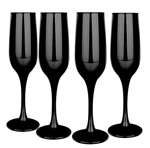 Glasmark Krosno Gläser 4er Set 0,2 Liter Sekt Champagner Prosecco Glas Kelch Sektgläser Champagnergläser Schaumweingläser Weingläser Schwarz 4 x 200ML von Glasmark KROSNO 1992