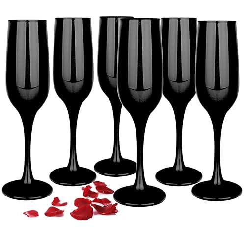 Glasmark Krosno Gläser 6er Set 0,2 Liter Sekt Champagner Prosecco Glas Kelch Sektgläser Champagnergläser Schaumweingläser Weingläser Schwarz 6 x 200ML von Glasmark KROSNO 1992