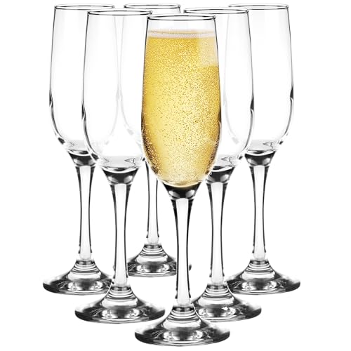 Glasmark Krosno Gläser 6er Set 0,2 Liter Sekt Champagner Prosecco Glas Kelch Sektgläser Champagnergläser Schaumweingläser Weingläser Transparent 6 x 200 ML von Glasmark KROSNO 1992