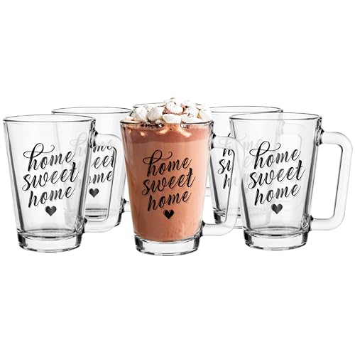 Glasmark Krosno Gläser 6er Set 0,25 Liter Kaffeegläser Teegläser Kaffee Tee Glas Becher Gläser Trinkgläser Wassergläser Saftgläser Spülmaschinenfest Kleine Gläser Home Sweet Home 6x250ML von Glasmark KROSNO 1992