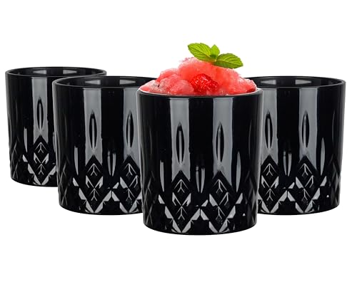 Glasmark Krosno Whisky Gläser Set Whiskey Rum Gin Bourbon Cocktail Glas Trinkgläser Geschenke Geschenk Set Geburtstaggeschenk Für Männer Whiskyliebhaber Alkohol Zubehör Schwarz 4 x 280 ML von Glasmark KROSNO 1992