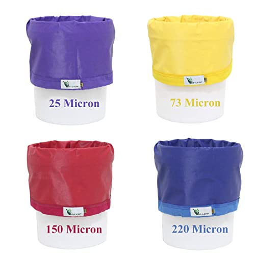 Bubble Bag 4L 1 Gallone 4 Beutel Set Krautig EIS Luftblasenbeutel Extraction Essenz Pflanzsäcke Presssieb und Aufbewahrungsbeutel mit 10 "x 10 "(25 Mikron) für Kräuterextraktion und Produktion von G-LEAF