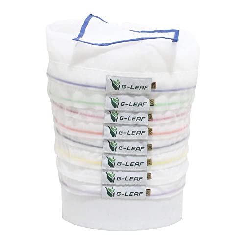 G-LEAF All Mesh Bubble Bag 20L 5 Gallon 8 Beutel Luftblasenbeutel Extraction Essenz Pflanzsäcke 25 Mikron Presssieb und Aufbewahrungsbeutel Kit für Kräuterextraktion und Produktion von G-LEAF