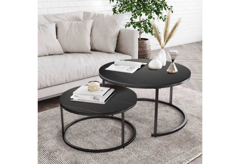 G-LEAF Couchtisch Beistelltisch-Set mit platzsparendem Nesting-Design (2-St), kratzfest & wasserdicht, stabiles Metallgestell, leicht zu reinigen von G-LEAF
