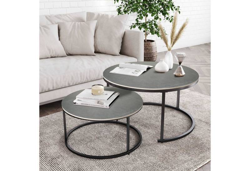 G-LEAF Couchtisch Beistelltisch-Set mit platzsparendem Nesting-Design (2-St), kratzfest & wasserdicht, stabiles Metallgestell, leicht zu reinigen von G-LEAF