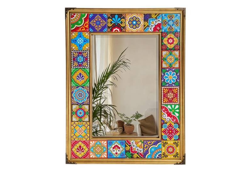 G-LEAF Dekospiegel mit Rahmen in Mosaikfliesen-Optik (1-St., Mosaikspiegel im Mexikanischer Talavera-Keramikstil), Wandspiegel mit Aluminiumrahmen von G-LEAF