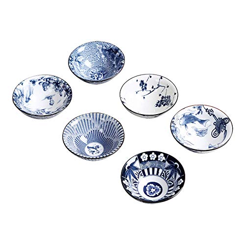 G-LIKE Blau-Weiß Porzellan Teetassen Geschenkbox – Traditionelles Chinesisches Teegeschirr Retro-Stil Antik Handwerk 6-teilig Set Teeschalen Tee Zeremonie Kunstwerk Gongfu Teekunst (Blauweiß1) von G-LIKE