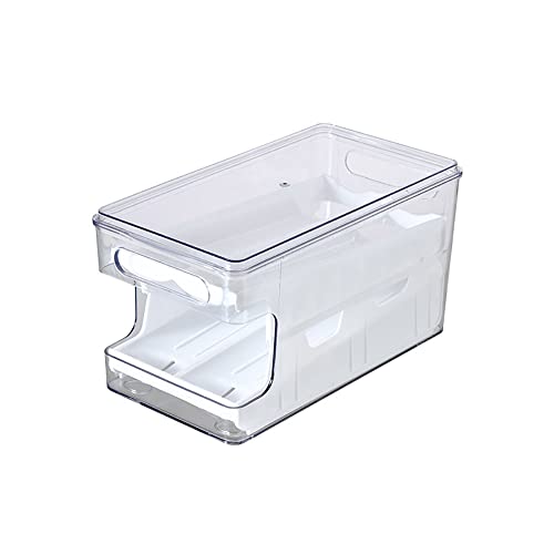 G-LIKE Kühlschrank Aufbewahrungsbox Eierbox Rutschbahn – Stapelbar Stoßfest Eierhalter Organizer mit Rutsche Doppelbahnen Küche Eier Ordnungssystem Kunststoff Frischhaltebox Eierablage (Weiß) von G-LIKE