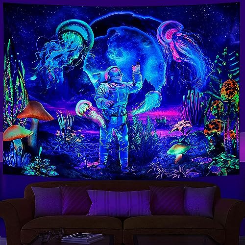 G-LIKE Wandteppich Wandtuch UV-Reaktiv Wandbehang – 3D Digital Bedruckt Farbenreich Leuchtend Dekostoff Dekoration für Wohnzimmer Schlafzimmer Party Urlaub (150x130, Astronaut2) von G-LIKE