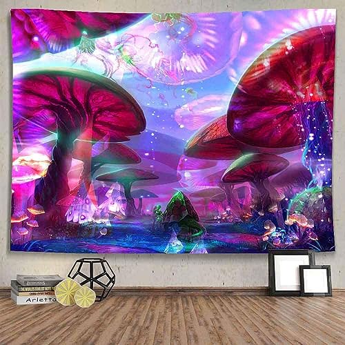 G-LIKE Wandteppich Wandtuch UV-Reaktiv Wandbehang – 3D Digital Bedruckt Farbenreich Leuchtend Dekostoff Dekoration für Wohnzimmer Schlafzimmer Party Urlaub (150x130, Pilz1) von G-LIKE