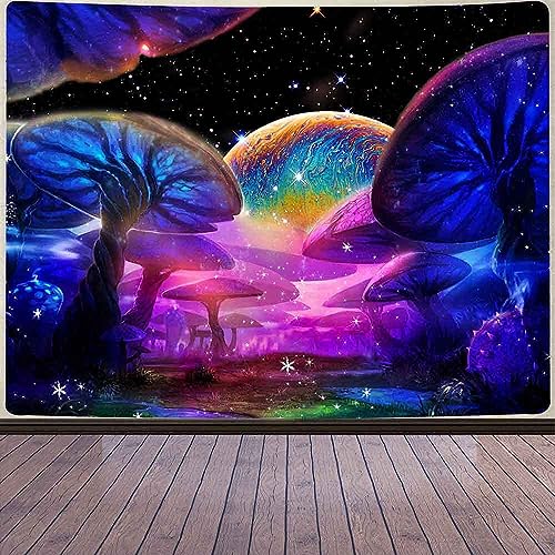G-LIKE Wandteppich Wandtuch UV-Reaktiv Wandbehang – 3D Digital Bedruckt Farbenreich Leuchtend Dekostoff Dekoration für Wohnzimmer Schlafzimmer Party Urlaub (150x130, Pilz3) von G-LIKE