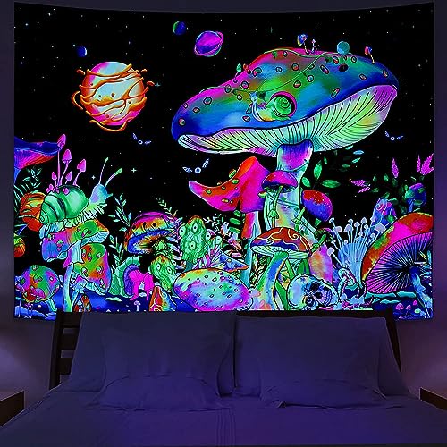 G-LIKE Wandteppich Wandtuch UV-Reaktiv Wandbehang – 3D Digital Bedruckt Farbenreich Leuchtend Dekostoff Dekoration für Wohnzimmer Schlafzimmer Party Urlaub (150x130, Pilz4) von G-LIKE