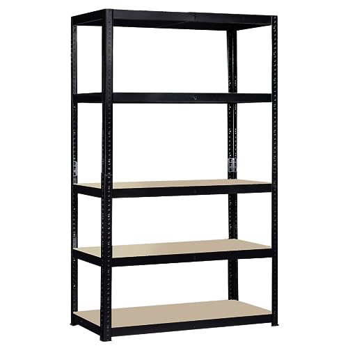 Lagerregal für Garage: 180 cm x 90 cm x 40 cm | Schwarz - 5 Stufig | 175 kg pro Regal (875 kg Kapazität) | 5 Jahre Garantie von G-Rack