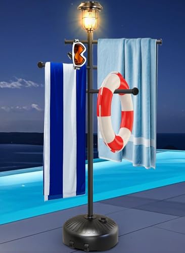 160cm Solar Light Pool-Handtuchhalter Outdoor für den Außenbereich, Handtuchhalter Stehend mit Rädern, 6 verstellbare Stangen Zubehör, Handtuchhalter für Pool, Hot Tub 160cm Solar Light Pool-Handtuchhalter Outdoor für den Außenbereich, Handtuchhalter Stehend mit Rädern, 6 verstellbare Stangen Zubehör, Handtuchhalter für Pool, Hot Tub von G TALECO GEAR