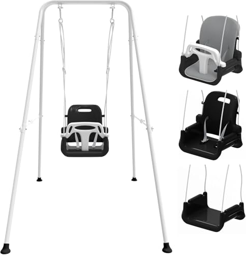 Babyschaukel Outdoor mit weichem Kissen, Faltbare Kinderschaukel mit Metallständer für Drinnen & Draußen, Einfach zu Montieren und zu verstauen für das Spielen im Garten von G TALECO GEAR