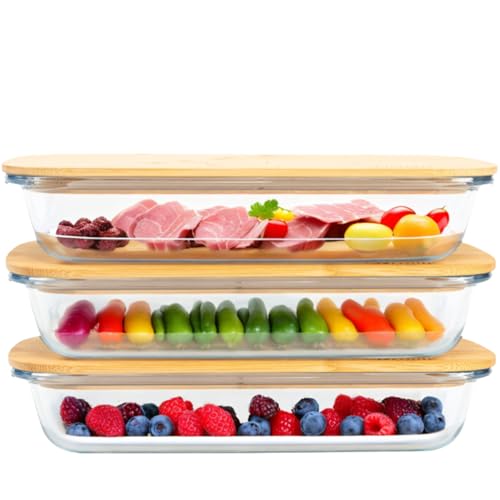 GUTHE Lifestyle Aufschnittboxen für Kühlschrank glas, 3 Frischhaltedosen aus Glas mit Deckel, TÜV zertifiziert, stapelbare Wurstbox Kühlschrank für Wurst und Käse, Käseglocke, Wurst Aufbewahrung von G U T H E Lifestyle