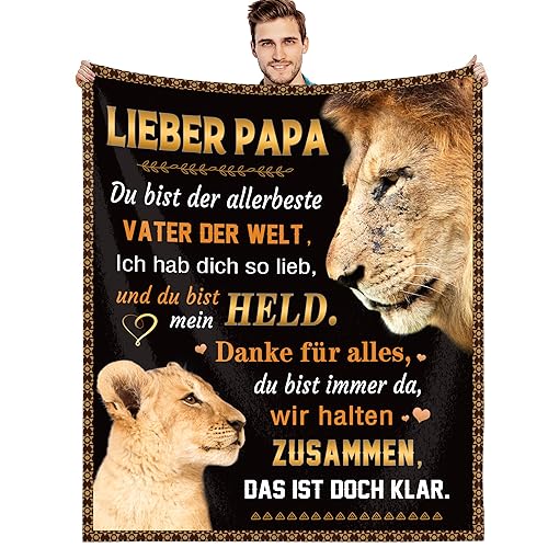 G-dake Geschenke für Papa Vater Geburtstag Geburtstagsgeschenk von Tochter Sohn Geschenkideen für Vatertagsgeschenk Weihnachten Erntedank, Papa Decke mit Spruch Kuscheldecke Flauschig 150x200cm von G-dake