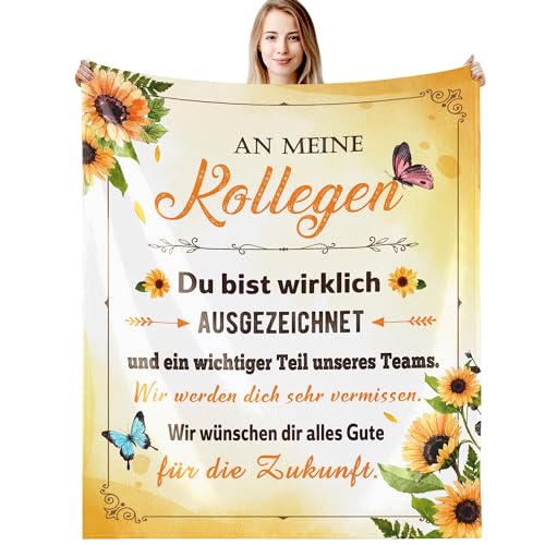 G-dake An Meine Kollegen Decke, Abschiedsgeschenk Kollegen,Rentnerin Geschenke Kollegen Jobwechsel Geschenkideen für Männer Frauen Lehrer Ruhestand, Kuscheldecke Flauschig 150x200cm von G-dake