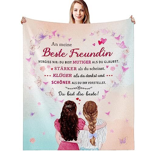 G-dake Beste Freundin Geschenke Decke, Geburtstagsgeschenk für Meine Beste Freundin BFF Geburtstag Geschenk Freundinnen Geschenkideen Kuscheldecke Flauschig 130x150cm von G-dake