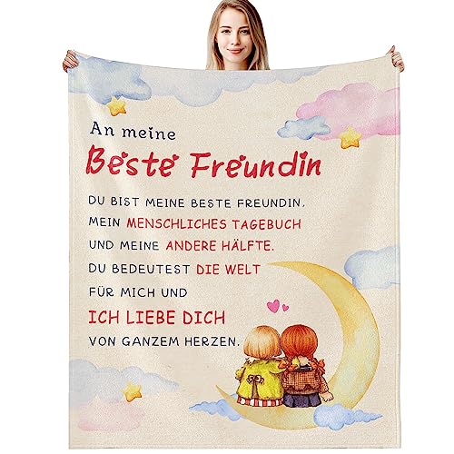 G-dake Beste Freundin Geschenke Decke, Geburtstagsgeschenk für Meine Beste Freundin BFF Geburtstag Geschenk Freundinnen Geschenkideen Kuscheldecke Flauschig 130x150cm von G-dake