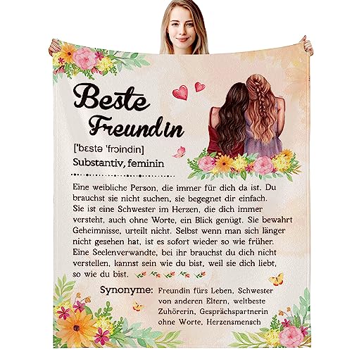 G-dake Beste Freundin Geschenke Decke, Geburtstagsgeschenk für Meine Beste Freundin BFF Geburtstag Geschenk Freundinnen Geschenkideen Kuscheldecke Flauschig 150x200cm von G-dake