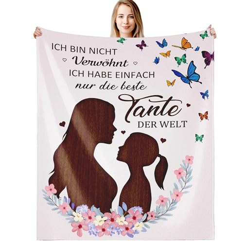 G-dake Beste Tante Geschenk, Decke An Meine Tante, Geschenke für Tante von Nichte Neffen, Geschenkideen für Geburtstag Erntedankfest Hochzeit Weihnachten, Kuscheldecke Flauschig 130x150cm von G-dake