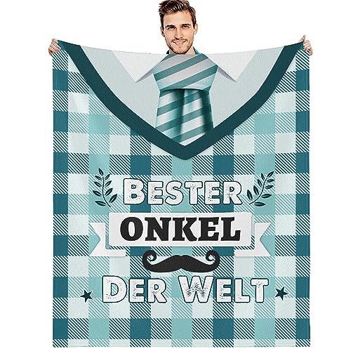 G-dake Bester Onkel Geschenk, Decke An Meinen Onkel von Nichte und Neffe Geschenkideen für Onkel zum Geburtstag Vatertag Valentinstag Weihnachten Hochzeit, Kuscheldecke Flauschig 150x200cm von G-dake