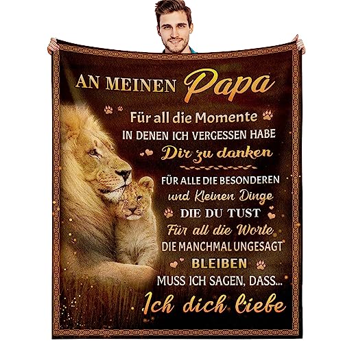 G-dake Bester Papa Geschenke Vater Geburtstag Geburtstagsgeschenk von Tochter Sohn Geschenkideen für Vatertagsgeschenk Weihnachten Erntedank, Papa Decke mit Kuscheldecke Flauschig 130x150cm von G-dake