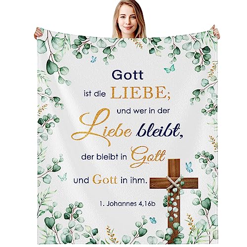 G-dake Christliche Geschenke Decke mit Bibelvers Geschenkideen Religiöse Inspirierende Geschenke Taufgeschenke für Frauen Männer Oma Mama Freundin, Kuscheldecke Flauschig 150x200cm von G-dake