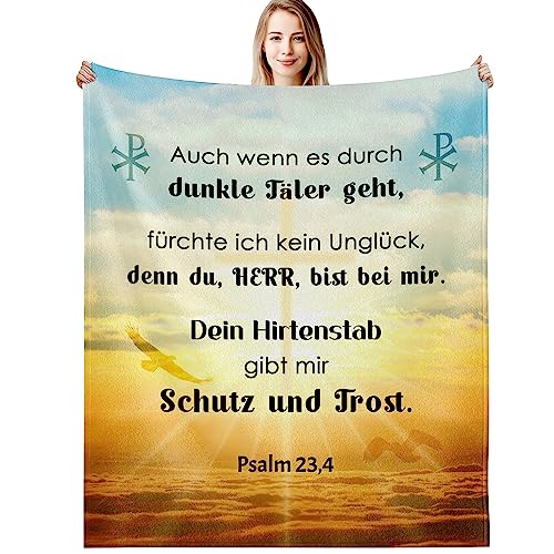 G-dake Christliche Geschenke Decke mit Bibelvers Geschenkideen Taufe Religiöse Inspirierende Geschenke für Frauen Männer Oma Mama Freundin, Kuscheldecke Flauschig 150x200cm von G-dake