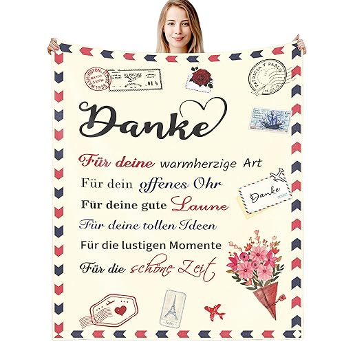 G-dake Dankeschön Geschenke für Männer Frauen Mama Papa Lehrer Freundin Kollegin Muttertagsgeschenk Vatertag Erntedankfest Geschenkideen Flauschige Fleecedecke 150 x 200 cm von G-dake