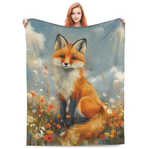 G-dake Fuchs Kuscheldecke für Frau, Weich Warm Fuchs Decke, Flauschig Fuchs Kinderdecke Wohndecke für Mädchen Frauen Tochter Erwachsene Geschenk Geburtstag Couch Sofa Bett 150x200cm von G-dake
