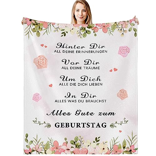 G-dake Geburtstagsgeschenk für Frauen, Kuscheldecke Geschenke für Mädchen Ehefrau Beste Freundin Schwester Tochter Mama Oma zum Geburtstag Geschenkideen, Flauschige Fleecedecke 130x150cm von G-dake