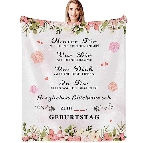 G-dake Geburtstagsgeschenk für Frauen, Personalisierte Kuscheldecke Geschenke für Mädchen Ehefrau Beste Freundin Schwester Mama zum Geburtstag Geschenkideen, Flauschige Fleecedecke 130x150cm von G-dake