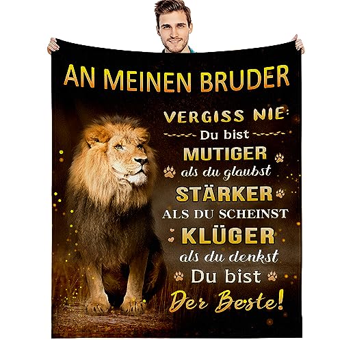 G-dake Geschenk für Bruder, An Meinen Bruder Decke mit Spruch, Bester Bruder Geschenk Geburtstag Geschenkideen, Flauschige Kuscheldecke 130x150cm von G-dake