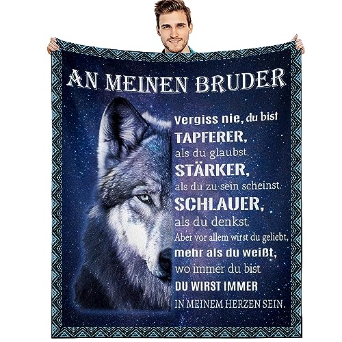 G-dake Geschenk für Bruder, An Meinen Bruder Decke mit Spruch, Bester Bruder Geschenk Geburtstag Geschenkideen, Flauschige Kuscheldecke 130x150cm von G-dake