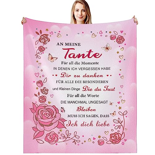 G-dake Geschenk für Tante, Decke An Meine Geburtstagsgeschenke für Tanten von Nichten und Neffen Geschenkideen für Muttertag Valentinstag Hochzeit Weihnachten, Kuscheldecke Flauschig 150x200cm von G-dake