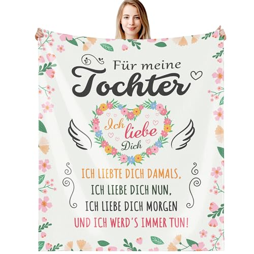 G-dake Geschenk für Tochter von Eltern, Decke an Unsere Tochter von Mama und Papa Kuscheldecke Flauschig mit Spruch Geschenkideen für Geburtstag Weihnachten Geburtstagsgeschenk, 150x200cm von G-dake