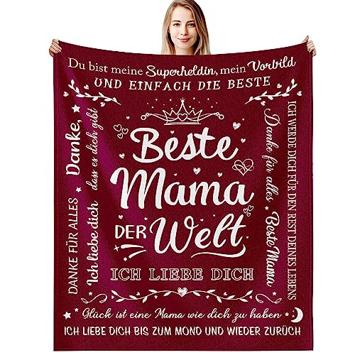 G-dake Geschenke für Mama, Beste Mama der Welt Decke zum Geburtstag Geburtstagsgeschenk Geschenkideen für Mutter Von Tochter Sohn, Kuscheldecke Flauschig 130x150cm von G-dake