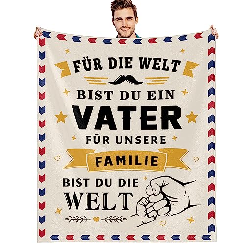 G-dake Geschenke für Papa Vater Geburtstag Geburtstagsgeschenk von Tochter Sohn Geschenkideen für Vatertagsgeschenk Weihnachten Erntedank, Bester Papa Decke mit Kuscheldecke Flauschig 150x200cm von G-dake