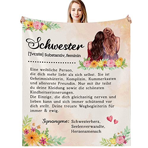 G-dake Geschenke für Schwester, Definition Decke An Meine Schwester, Beste Schwester Geschenk Geburtstagsgeschenk Geschenkideen, Flauschige Kuscheldecke 130x150cm von G-dake