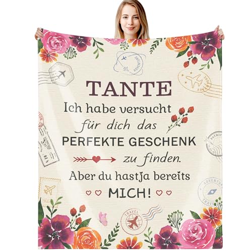 G-dake Geschenke für Tante, Beste Tante Aller Zeiten, Geschenke für Meine Tante, Decke von Nichte Neffen, Geschenkideen für Weihnachten, Erntedankfest, Kuscheldecke Flauschig 130x150cm von G-dake