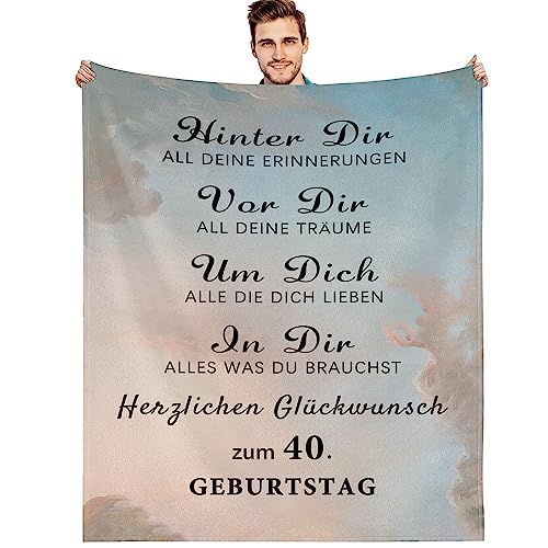 G-dake Geschenke zum 40. Geburtstag für Männer, Kuscheldecke Geschenke für Papa Ehemann Vater Freund Mann Geburtstag Geschenkideen, Flauschige Fleecedecke 150x200cm von G-dake